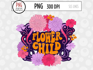 Retro Sublimation - Flower Child PNG with Art Nouveau Frame - SLSLines