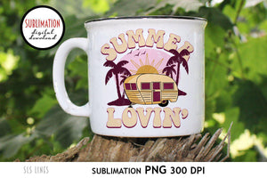 Retro Summer Sublimation - Summer Lovin' with Camper Van PNG - SLSLines