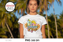Load image into Gallery viewer, Retro Summer Sublimation - Tanned &amp; Tipsy Drinking PNG - SLSLines