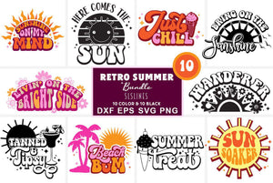 Retro Summer SVG Bundle | Summer Beach Cut File Designs - SLSLines