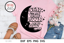 Load image into Gallery viewer, Retro SVG - Stay Wild Moon Child Cut File with Crescent Moon - SLSLines