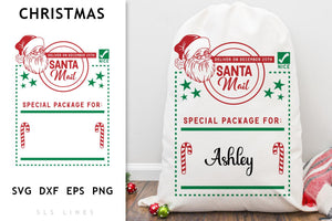 Santa Sack Cut File - Santa Claus Mail Christmas Present Bag
