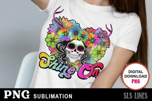 Skull & Flowers Sublimation - Shine On PNG