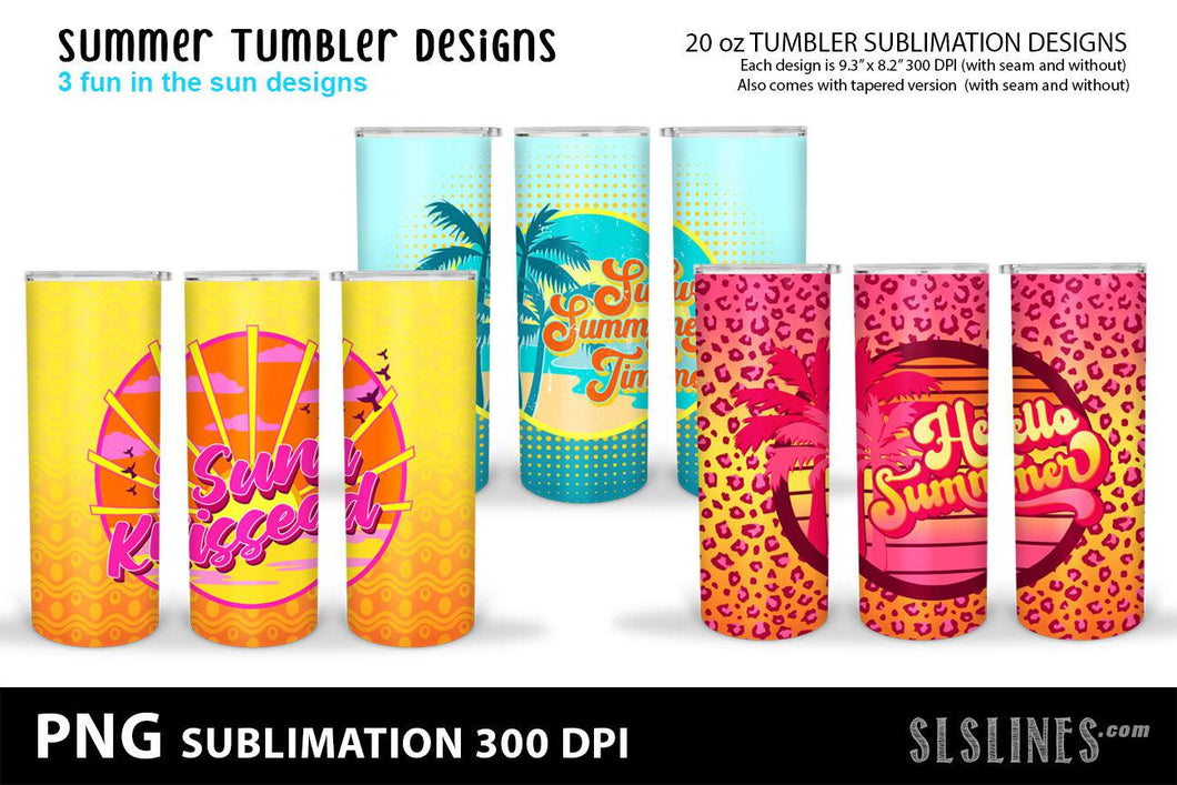 Skinny Tumbler Sublimation - Summer Beach Designs