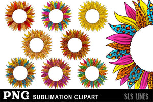 Sunflower Clipart for Sublimation - Animal Print Flowers PNG