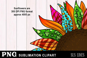 Sunflower Clipart for Sublimation - Animal Print Flowers PNG