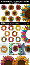 Load image into Gallery viewer, Sunflower Clipart for Sublimation - Animal Print Flowers PNG