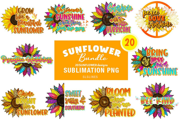Sunflower Sublimation Bundle - Sunshine Quotes PNGs
