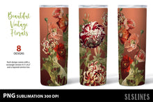 Load image into Gallery viewer, Skinny Tumbler Sublimation PNGs - Vintage Flower Set