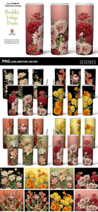 Skinny Tumbler Sublimation PNGs - Vintage Flower Set